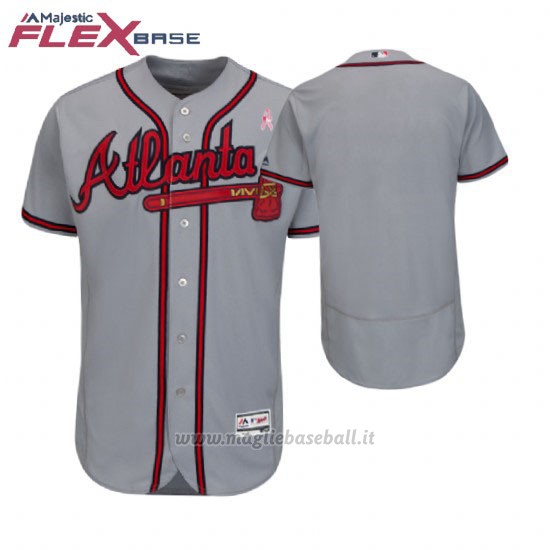 Maglia Baseball Uomo Atlanta Braves Grigio 2018 Dia de la Madre Flex Base
